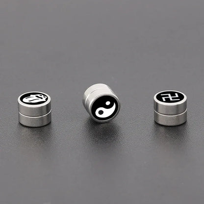 Mens Hip Hop Enamel Magnetic Earrings - Patterned Studs