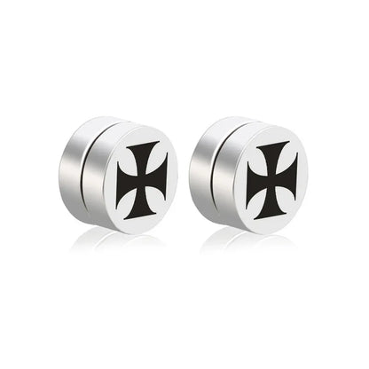 Mens Hip Hop Enamel Magnetic Earrings - Patterned Studs