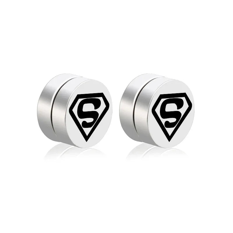 Mens Hip Hop Enamel Magnetic Earrings - Patterned Studs