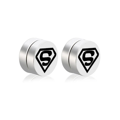 Mens Hip Hop Enamel Magnetic Earrings - Patterned Studs