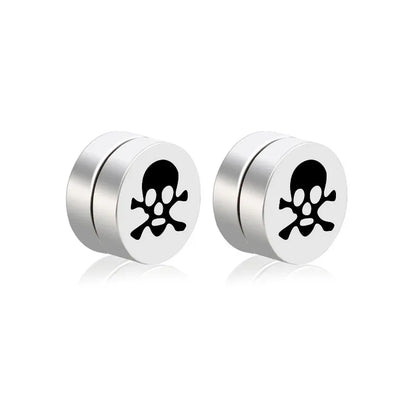 Mens Hip Hop Enamel Magnetic Earrings - Patterned Studs