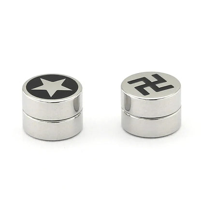 Mens Hip Hop Enamel Magnetic Earrings - Patterned Studs