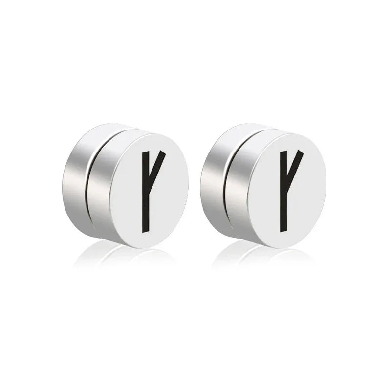 Mens Hip Hop Enamel Magnetic Earrings - Patterned Studs