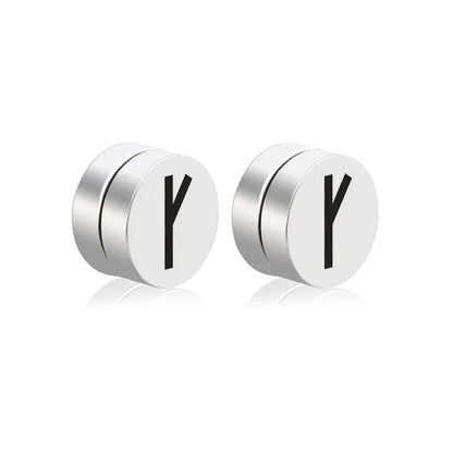 Mens Hip Hop Enamel Magnetic Earrings - Patterned Studs