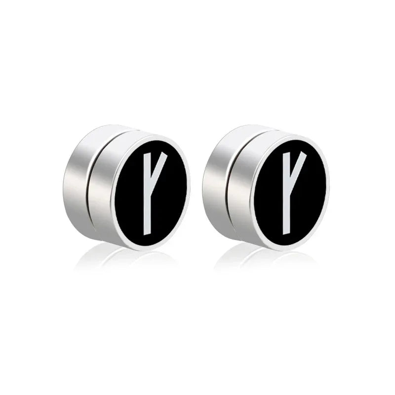 Mens Hip Hop Enamel Magnetic Earrings - Patterned Studs