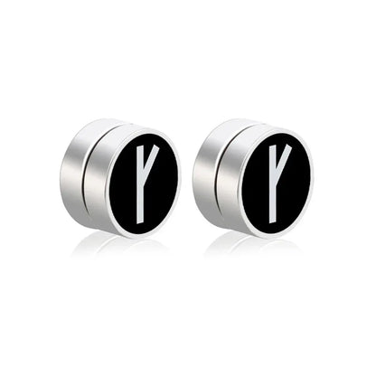 Mens Hip Hop Enamel Magnetic Earrings - Patterned Studs