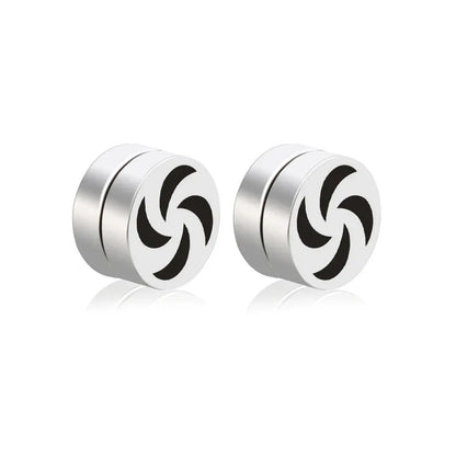 Mens Hip Hop Enamel Magnetic Earrings - Patterned Studs