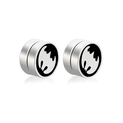Mens Hip Hop Enamel Magnetic Earrings - Patterned Studs