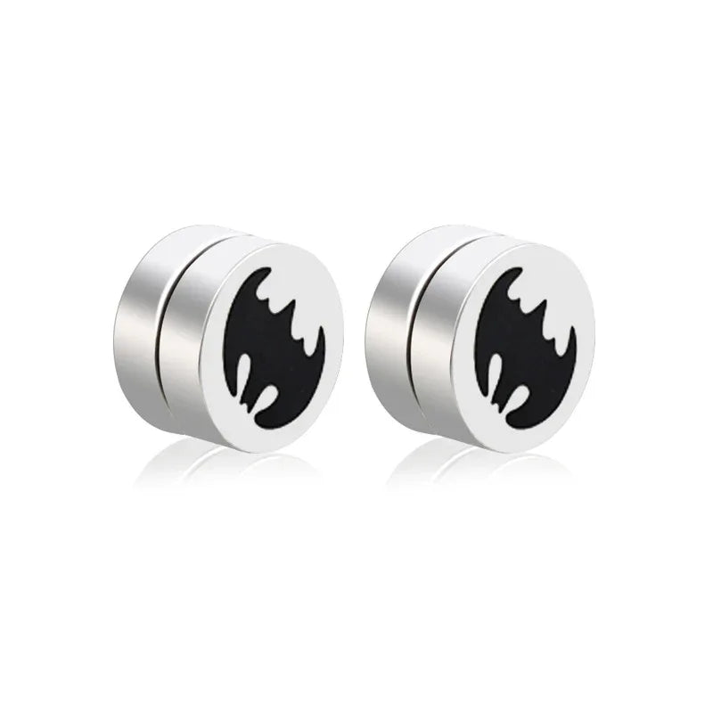 Mens Hip Hop Enamel Magnetic Earrings - Patterned Studs