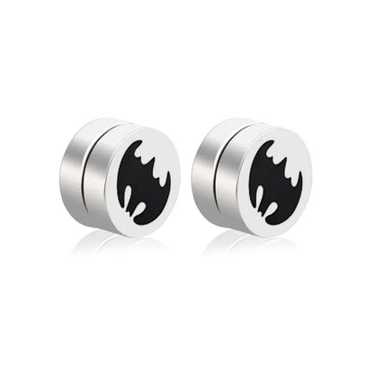 Mens Hip Hop Enamel Magnetic Earrings - Patterned Studs
