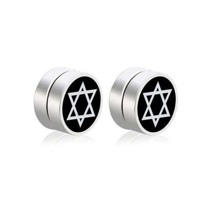 Mens Hip Hop Enamel Magnetic Earrings - Patterned Studs