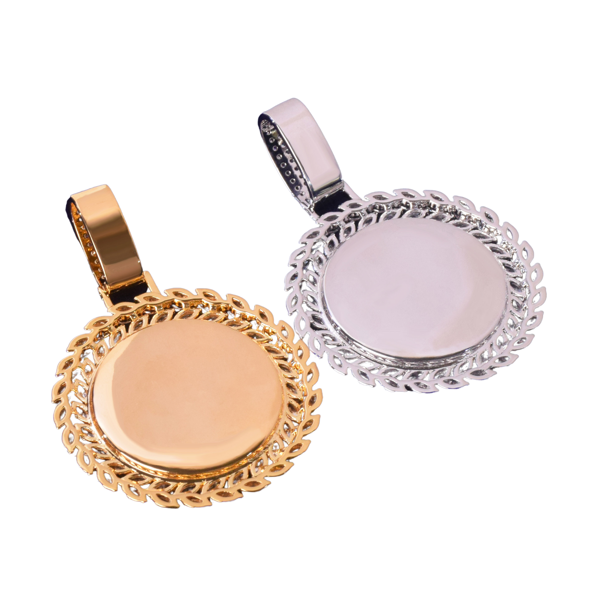 Diamond Baguette Custom Photo Picture Pendant Necklace