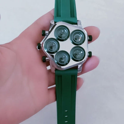 Multi-Time Zone Big Face Watch Silicone Couple Band | Caratix