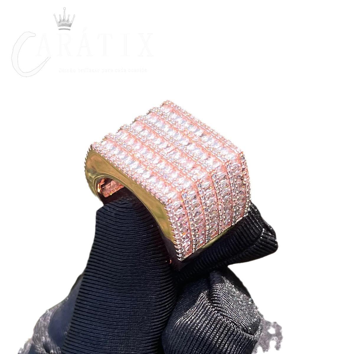 CARÁTIX Five-Row Ladder Square Ring | Real Electroplated High Quality Hip Hop Jewelry for Men