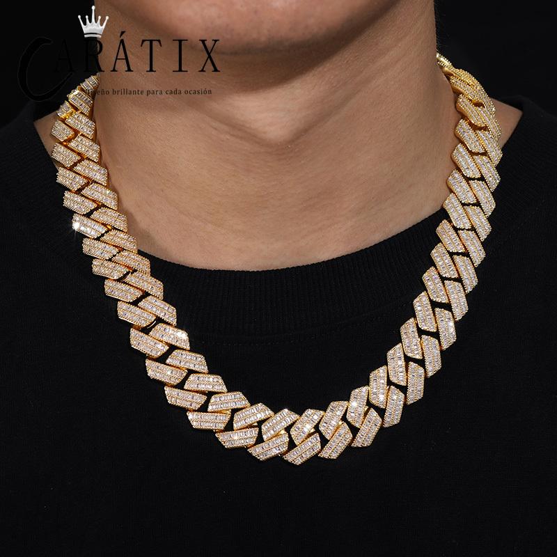 CARÁTIX 20mm Iced Out Cuban Link Chain Necklace – 3A CZ Rhombus Hip Hop Bling Jewelry for Men | Solid Rapper Gift