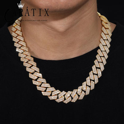 CARÁTIX 20mm Iced Out Cuban Link Chain Necklace – 3A CZ Rhombus Hip Hop Bling Jewelry for Men | Solid Rapper Gift