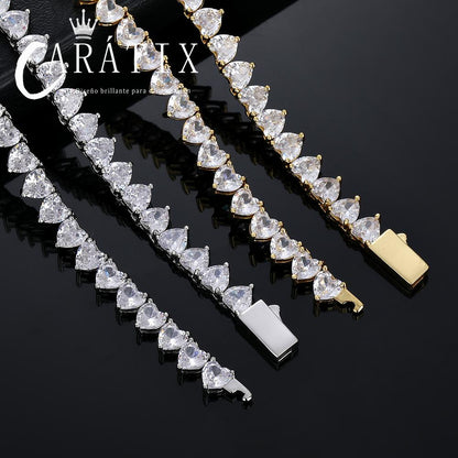 CARÁTIX - 6mm Heart Shape   Tennis Chain  Bling Necklace For Women Gift Fashion Jewelry A token of love Valentine's Day Gift for Men & Girls & Boys Mothers' Day Gift #Springtok