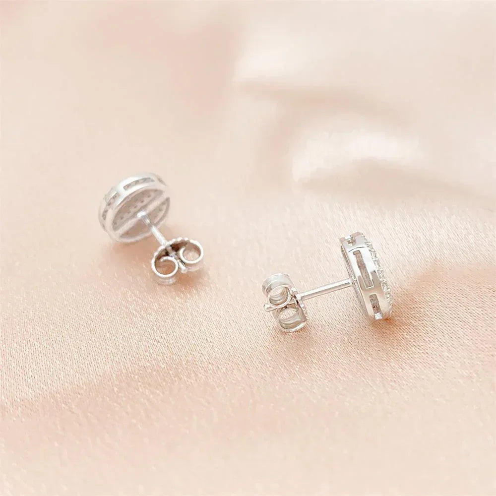 S925 Silver D Color Round Moissanite Hip Hop Stud Earrings - CaratixJewelry