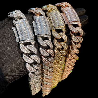 20MM Tennis Baguette Diamond Triple Edition Iced Out Diamond Necklace Chain – Luxury Hip Hop Jewelry for Men & Women