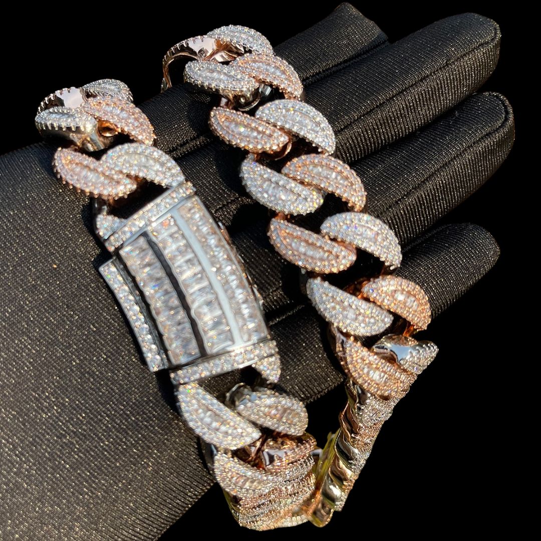 20MM Tennis Baguette Diamond Triple Edition Iced Out Diamond Necklace Chain – Luxury Hip Hop Jewelry for Men & Women