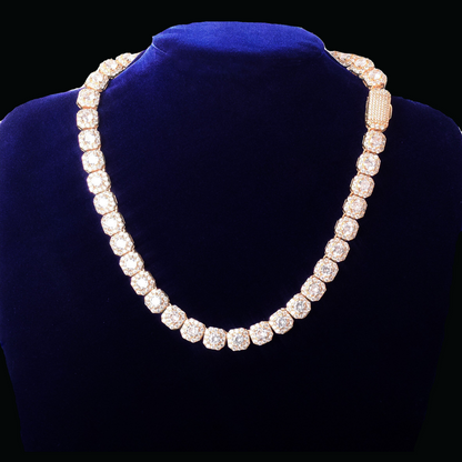 9MM Square Clustered Tennis Iced Out Diamond Necklace Chain – Luxury Hip Hop Jewelry for Men & Women