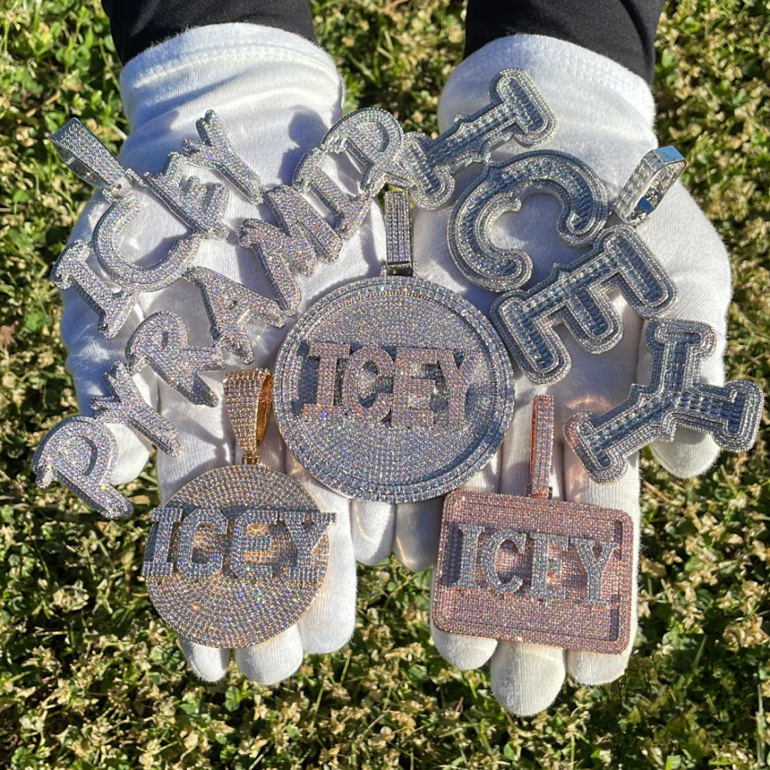 Two Layers Solid Clear Font Iced Out Personalized Custom Name Necklace Pendant - Luxury Custom Jewelry