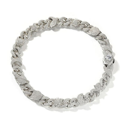 CARÁTIX Sun Star Eye Flower Cuban Link Chain Necklace – 5A+ CZ Iced Out Hip Hop Bling Jewelry for Men | Gold & Silver Rapper Gift - CaratixJewelry