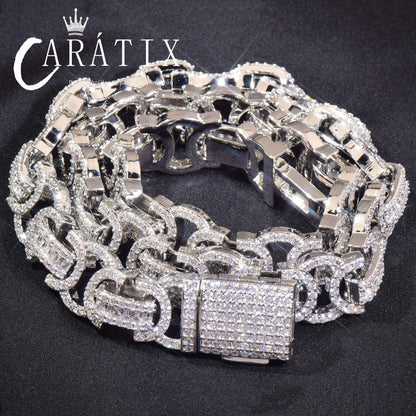 CARÁTIX 13mm Double C Chino Link Chain Necklace – Iced Out Hip Hop Cuban Chain Jewelry for Men | Creative Bling Design