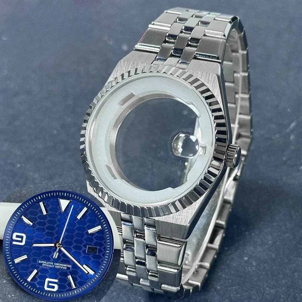 40mm Land-Dweller Watch Case & Dial Kit | Fits NH35 Miyota 8215 | 316L Stainless Steel Automatic Mechanical Case | Custom Iced Out Watch Base | Caratix
