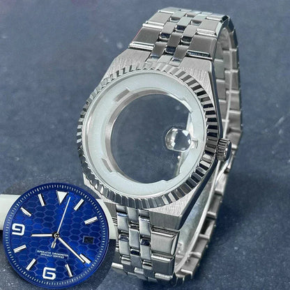 40mm Land-Dweller Watch Case & Dial Kit | Fits NH35 Miyota 8215 | 316L Stainless Steel Automatic Mechanical Case | Custom Iced Out Watch Base | Caratix