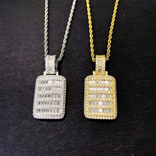 Men's Iced Out Square Tablet Pendant | Full Pave Zirconia Hip Hop Charm | Caratix