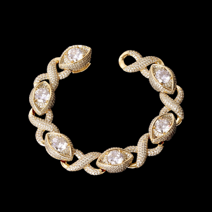 10MM Infinity Eye Cuban Link Iced Out Diamond Bracelet – Luxury Hip Hop Jewelry for Men & Women