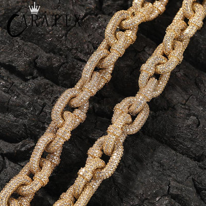 CARÁTIX 14mm O Shape Link Chain Necklace – 5A+ CZ Iced Out Hip Hop Bling Jewelry for Men | Solid Rapper Gift