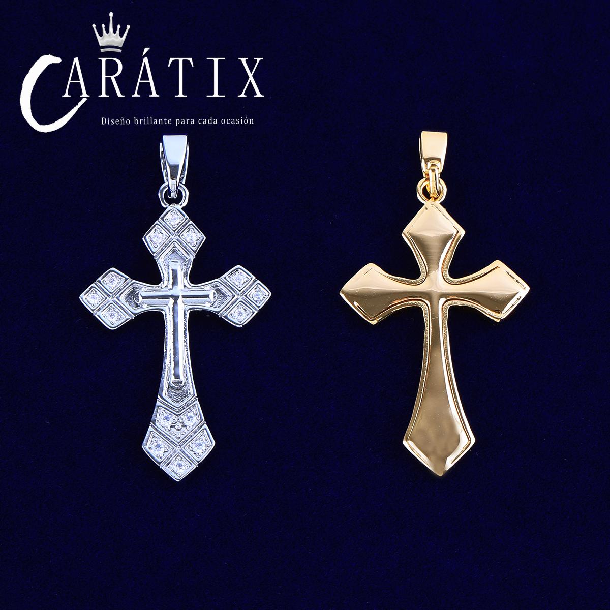 CARÁTIX Bubble Letter Arrow Cross Pendant Necklace – CZ Hip Hop Jewelry for Women & Men