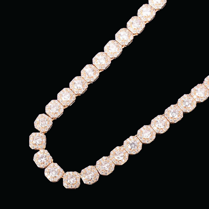 9MM Square Clustered Tennis Iced Out Diamond Necklace Chain – Luxury Hip Hop Jewelry for Men & Women