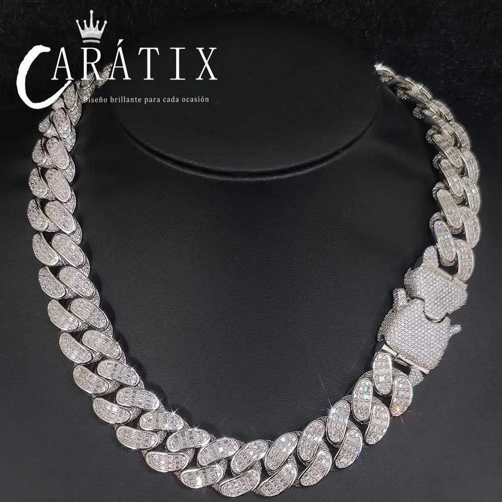 CARÁTIX 18MM 3-Row Cuban Chain Necklace – Thick CZ Prong Hip Hop Choker for Men & Women