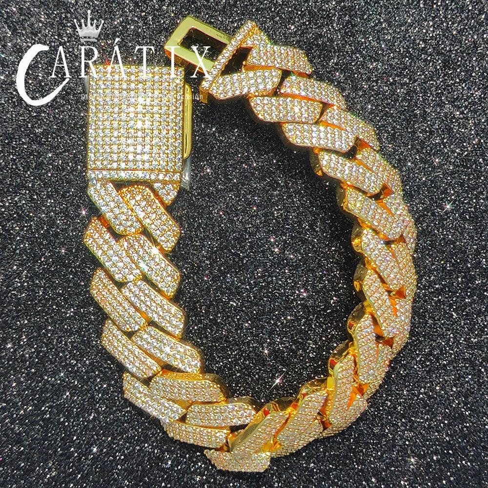 CARÁTIX – 20mm 3-Row Thick Cuban Link Chain Necklace | Bling Iced Hip Hop Jewelry for Men