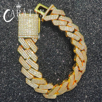 CARÁTIX – 20mm 3-Row Thick Cuban Link Chain Necklace | Bling Iced Hip Hop Jewelry for Men