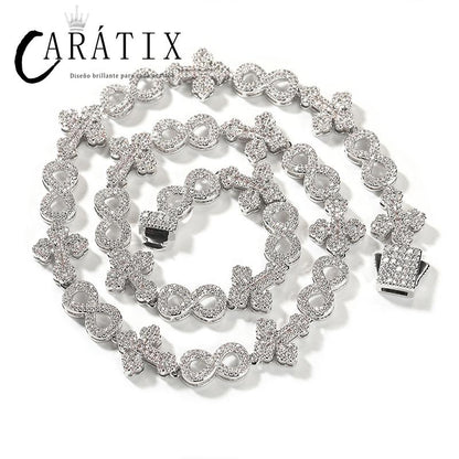 CARÁTIX – Infinity Cross Cuban Link Chain Necklace | 5A+ CZ Bling Iced Hip Hop Jewelry for Men