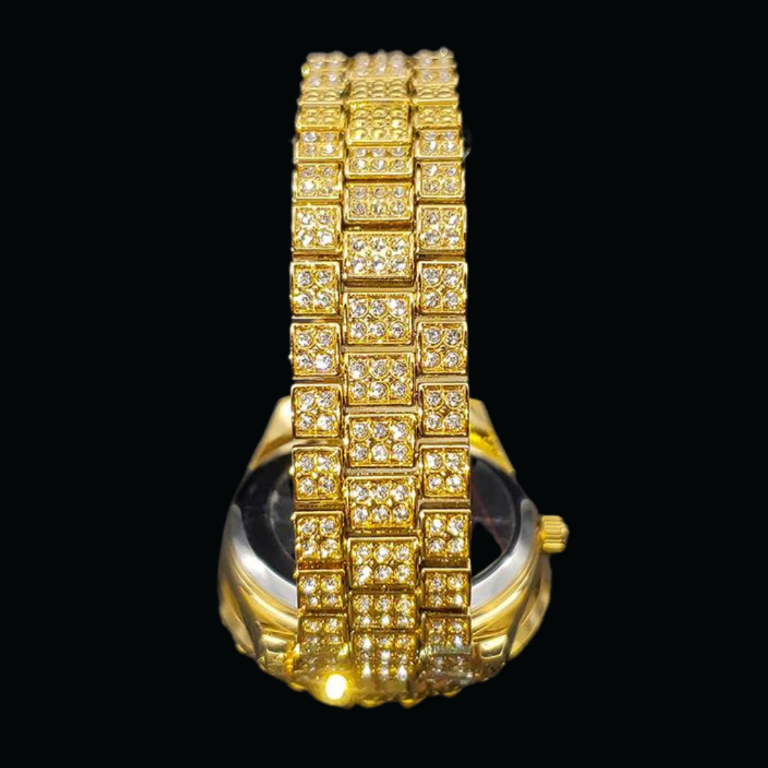 Bling Tennis Body Roman Numerals Iced Out Diamond Watch – Luxury Hip Hop Timepiece