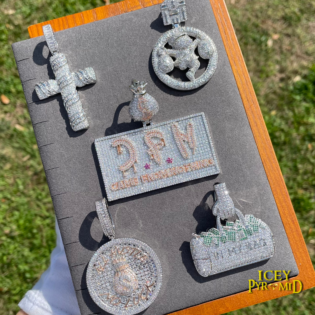 In My Bag Iced Out Letter Diamond Pendant Necklace – Custom Hip Hop Jewelry for Men