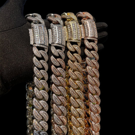 20MM Tennis Baguette Diamond Triple Edition Iced Out Diamond Necklace Chain – Luxury Hip Hop Jewelry for Men & Women