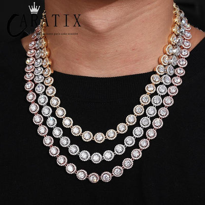 CARÁTIX - Hip Hop 3A+ CZ Stone Paved Bling Iced Out 1 Row Round CZ Stone Tennis Link Chain Necklaces for Men Rapper Jewelry Gift Valentine's Day Gift for Men & Girls & Boys Mothers' Day Gift #Springtok