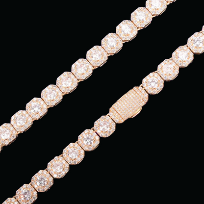 9MM Square Clustered Tennis Iced Out Diamond Necklace Chain – Luxury Hip Hop Jewelry for Men & Women
