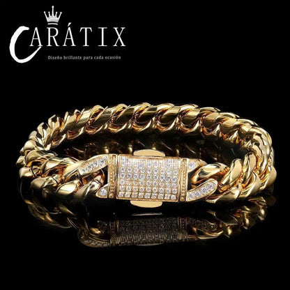 CARÁTIX – 12mm Miami Cuban Link Necklace | Stainless Steel PVD Clasp Chain for Men & Women