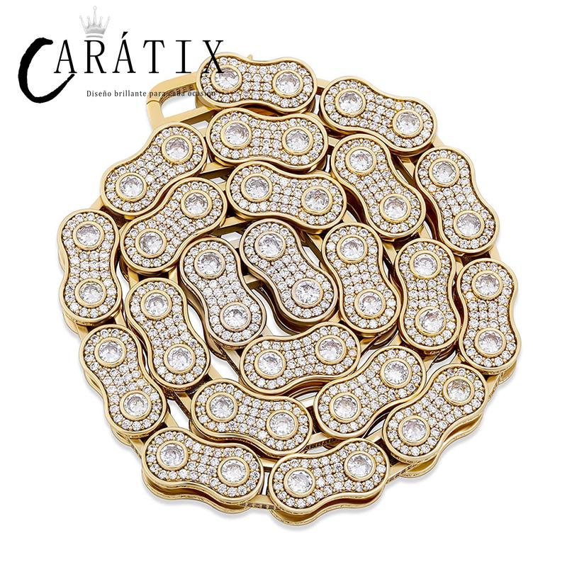 CARÁTIX Motorcycle Link Chain | 3A+ CZ Iced Out Hip Hop Biker Necklace for Men