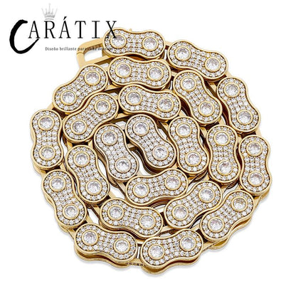 CARÁTIX Motorcycle Link Chain | 3A+ CZ Iced Out Hip Hop Biker Necklace for Men