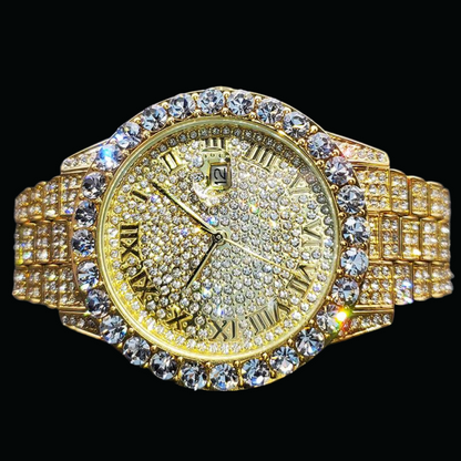 Bling Tennis Body Roman Numerals Iced Out Diamond Watch – Luxury Hip Hop Timepiece