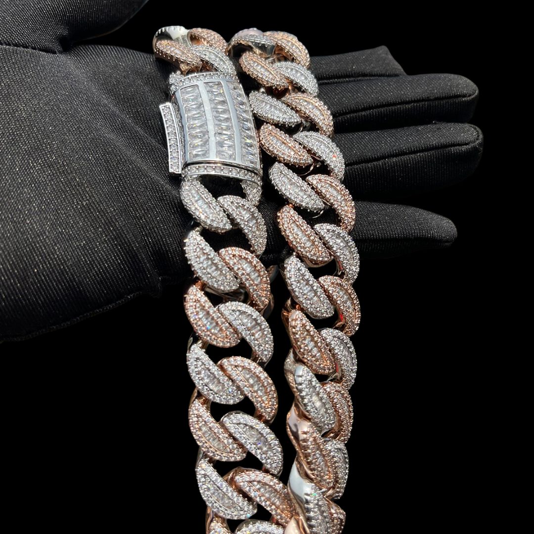 20MM Tennis Baguette Diamond Triple Edition Iced Out Diamond Necklace Chain – Luxury Hip Hop Jewelry for Men & Women