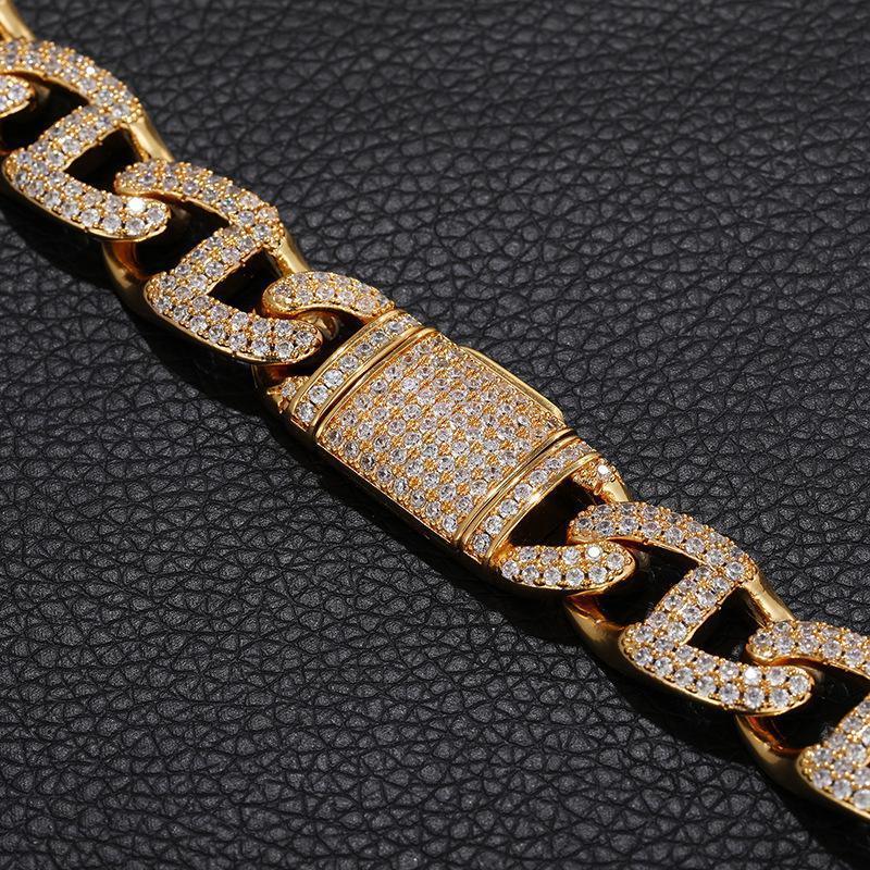 CARÁTIX 13mm Geometric Box Lock Chain | 5A+ CZ Iced Out Hip Hop Cuban Necklace for Men - CaratixJewelry